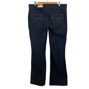 Reitmans Contrast pull on trouser jeans dark blue stretchy denim western size 15